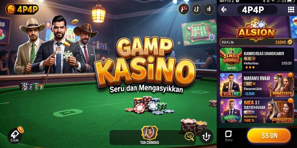 Tampilan gameplay seru di 4P4P dengan berbagai permainan Kasino.