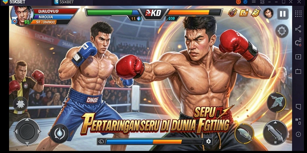 Tampilan aksi epik dalam gameplay Fighting 55KBET.