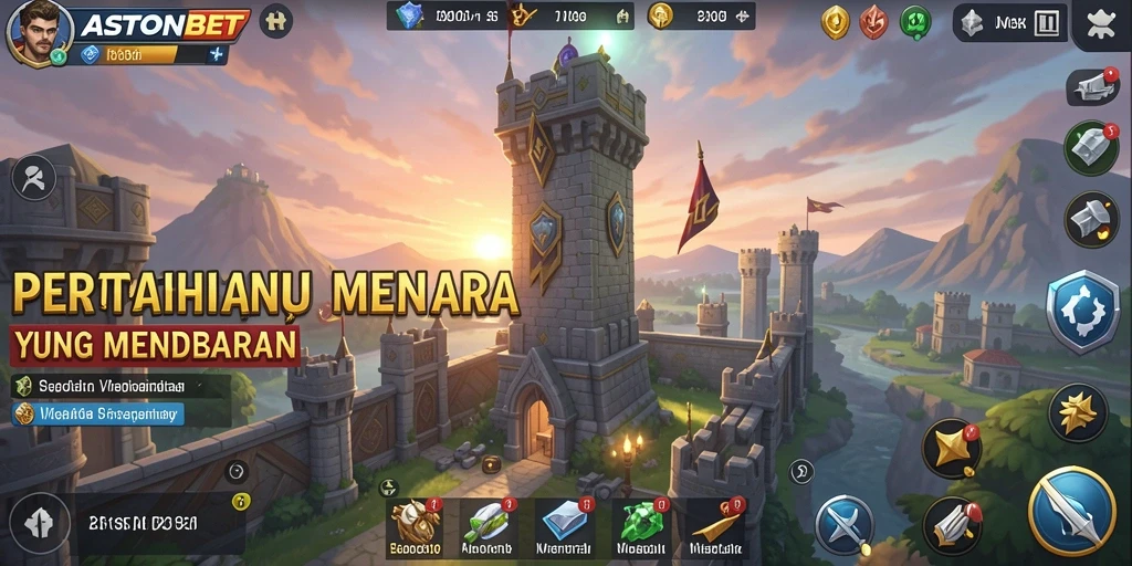 Tampilan gameplay mendebarkan dalam ASTONBET Tower Defense.