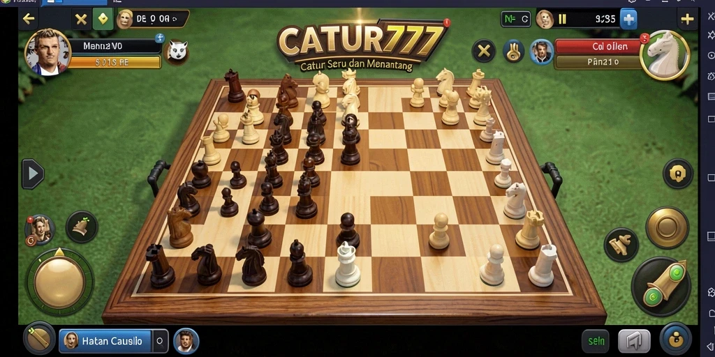 Tampilan gameplay menegangkan yang menampilkan pertandingan catur di CATUR777.
