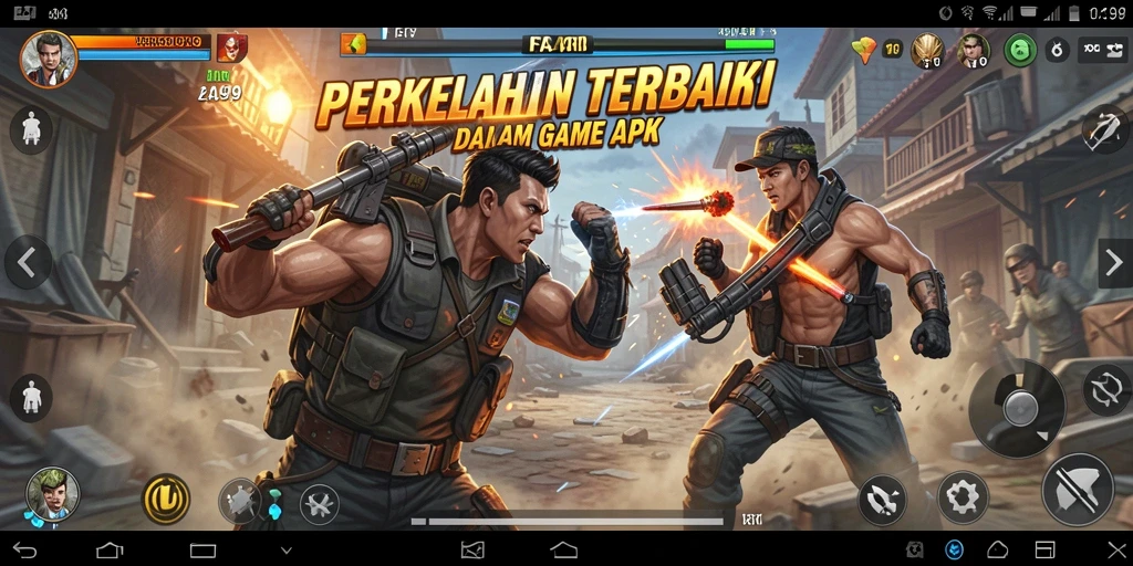 Tangkapan layar utama FA99 menampilkan aksi pertempuran seru di arena Fighting.