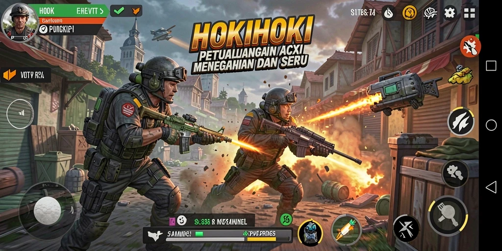 Tampilan Gameplay Seru HOKIHOKI dengan aksi menegangkan.