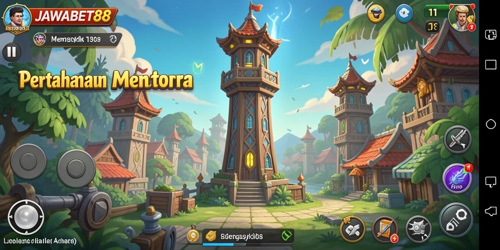 Tangkapan layar utama JAWABET88 menampilkan aksi seru dalam permainan Tower Defense.