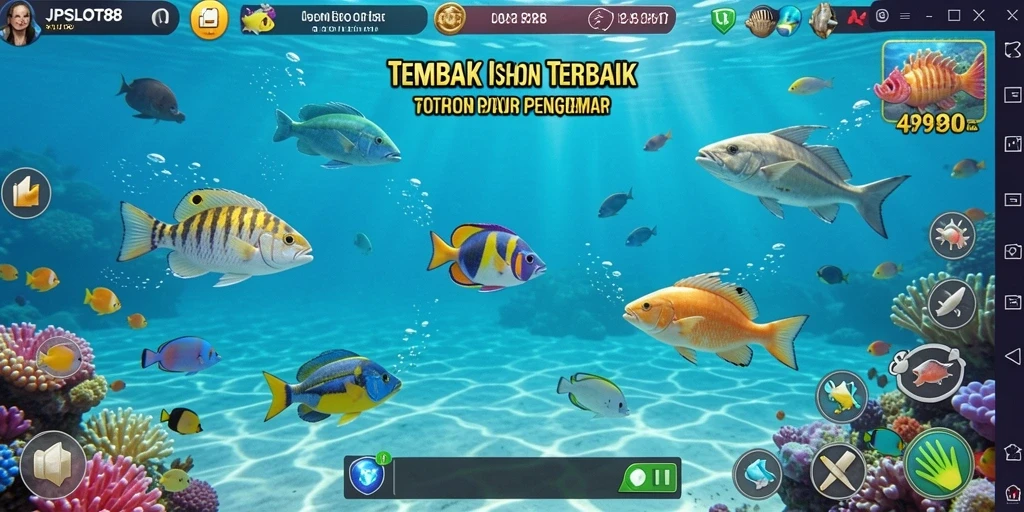 Tampilan gameplay JPSLOT88 yang seru saat menembak ikan.