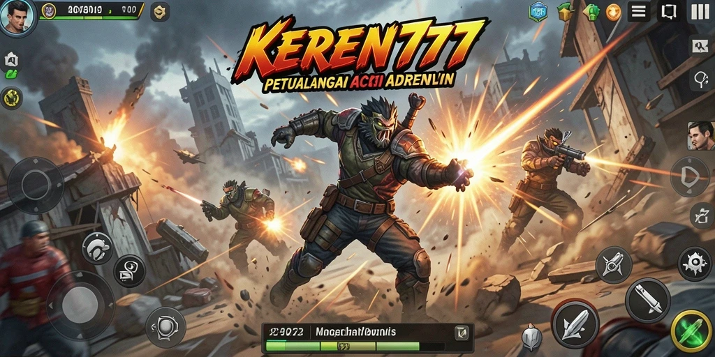 Tangkapan layar utama KEREN777 memperlihatkan aksi seru di medan perang.