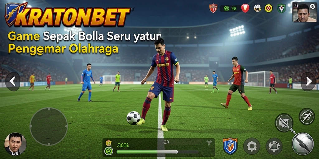 Tangkapan layar gameplay KRATONBET yang menunjukkan aksi sepak bola yang mendebarkan.