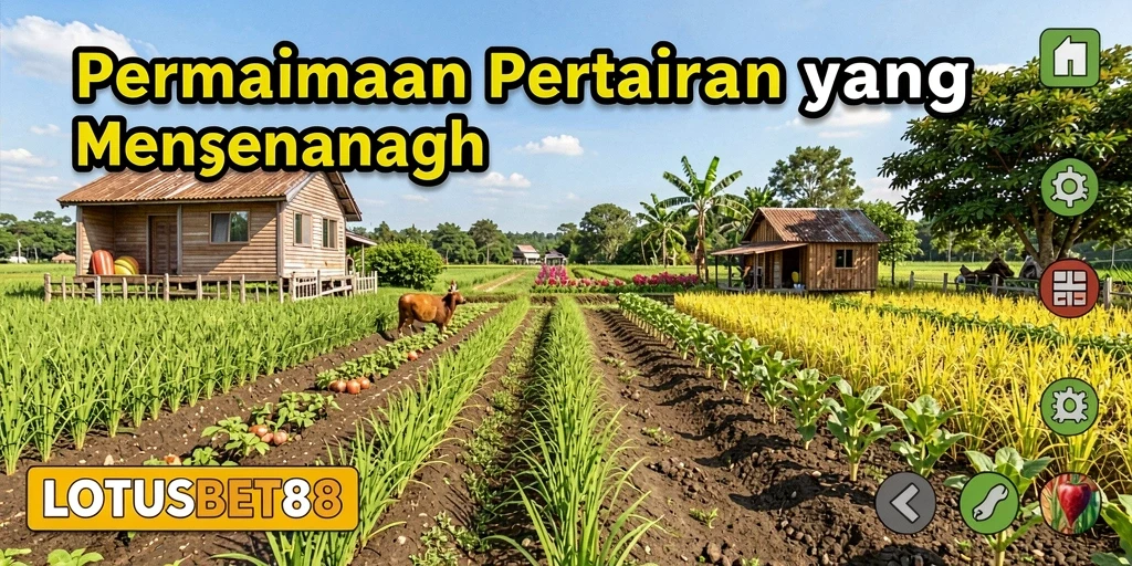 Tampilan gameplay menyenangkan dari LOTUSBET88 dengan berbagai tanaman yang tumbuh subur.
