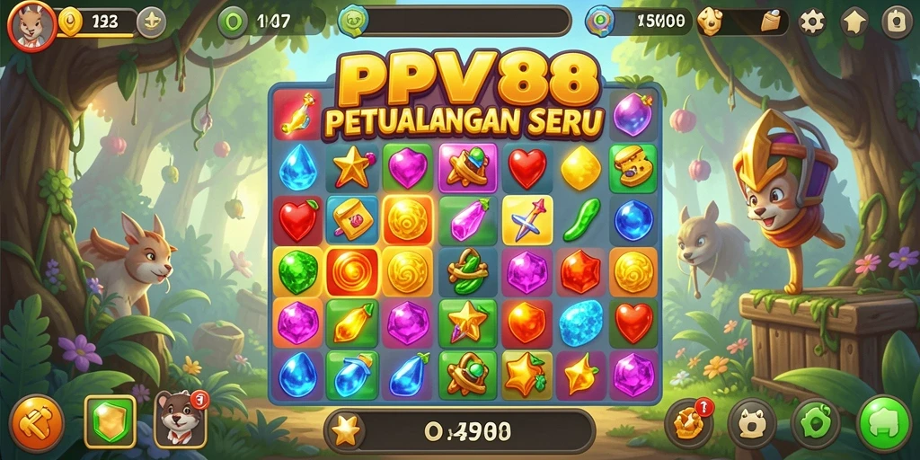 Tampilan menarik dari gameplay PPV88 saat menyelesaikan level Match-3.
