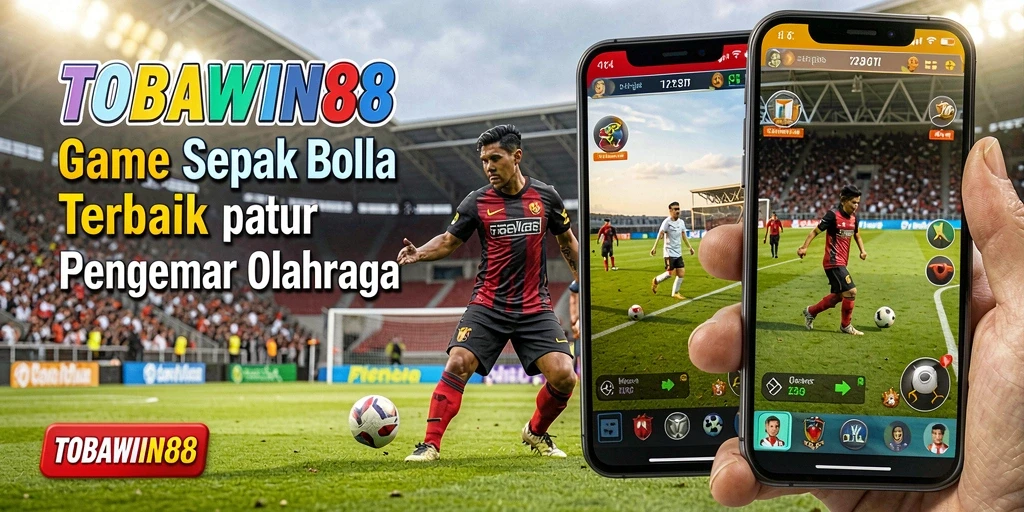 Tampilan gameplay <strong>TOBAWIN88</strong> yang menampilkan aksi sepak bola nyata.