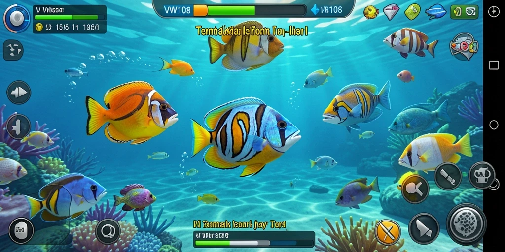 Tampilan gameplay seru dalam VW108 saat menembak ikan berbagai jenis.